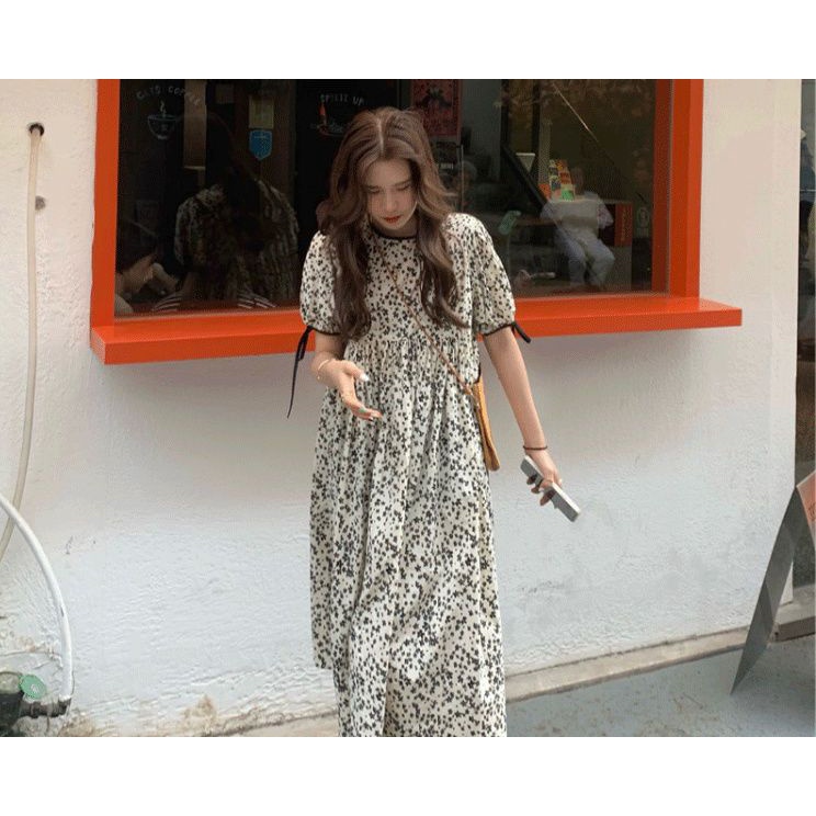 Đầm Midi Dáng Rộng Họa Tiết Hoa Phong Cách Pháp Thời Trang Mùa Hè Xinh Xắn Cho Nữ