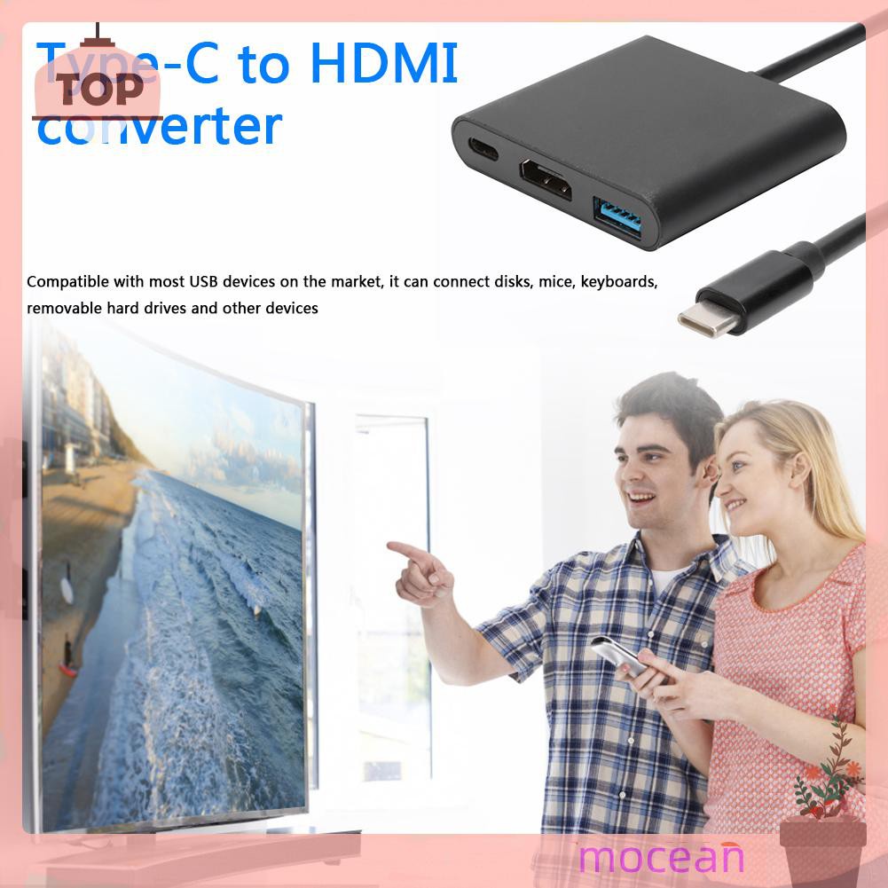 Bộ Chuyển Đổi Mocean 3 Trong 1 Usb3.1 Usb-C Sang Usb3.0 + 4k Hdmi-Compatible + Pd Usb-C