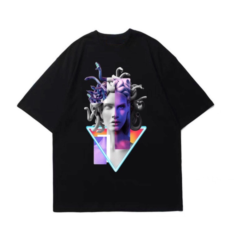 Áo phông nam tay lỡ form rộng in hình 3d Medusa, áo phông unisex dáng oversize vải cotton cao cấp