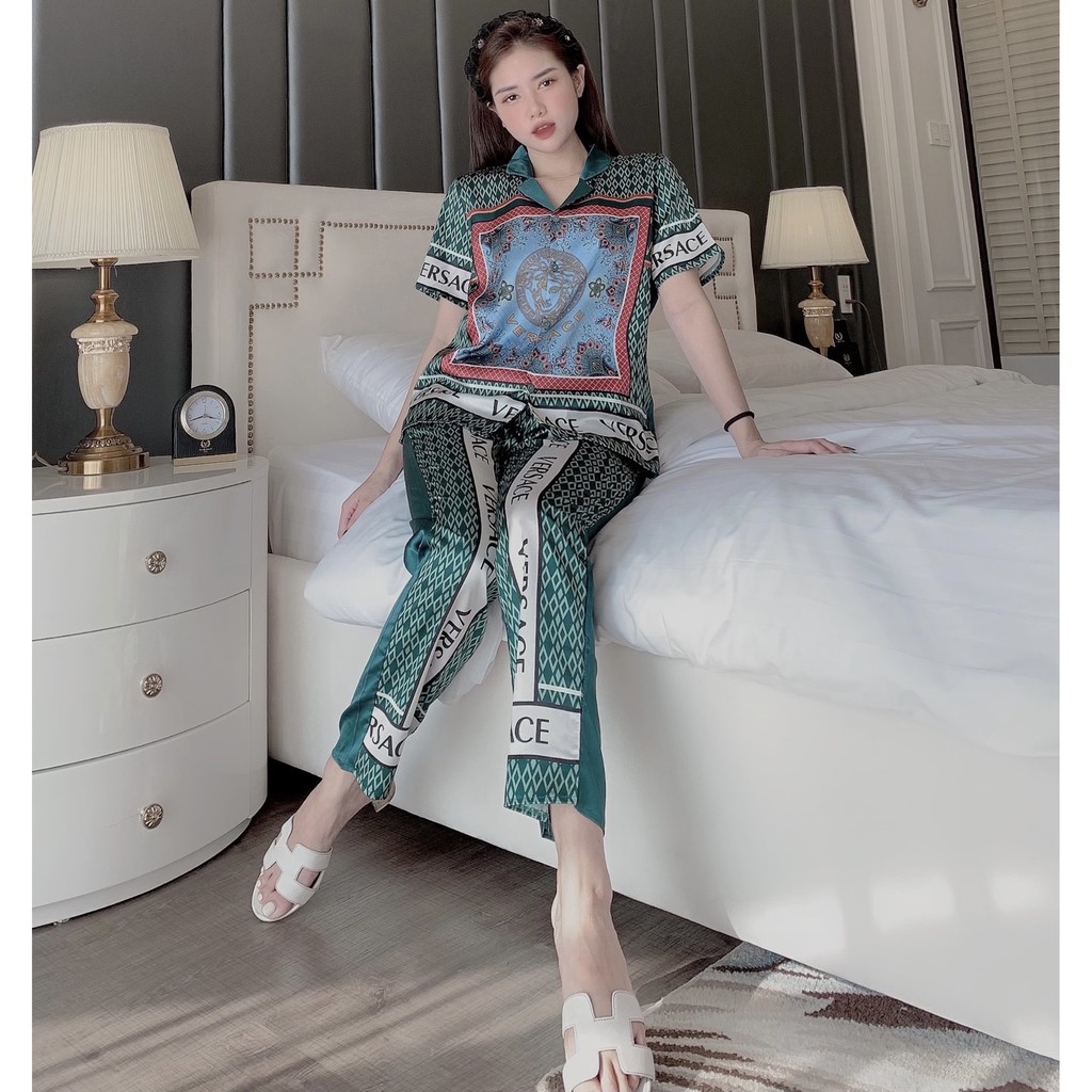 [Siêu Hot] Bộ đồ Pijama lụa💖Bộ lụa thiết kế Họa tiết - chất liệu mát lịm[HÀNG ĐẸP CHUẨN] [ẢNH THẬT +VIDEO]