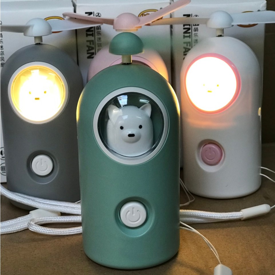 Quạt mini để bàn đèn led đầu cún siêu dễ thương model LD712