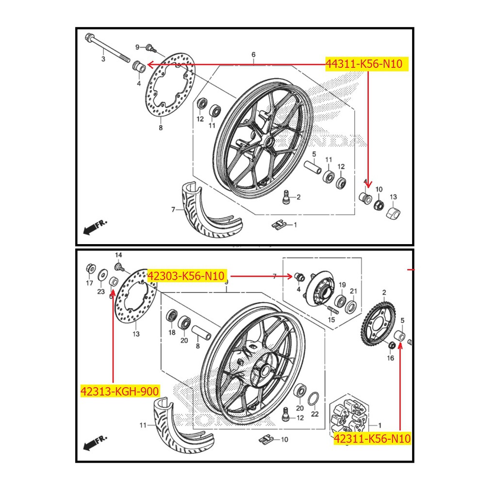 Cục Canh Bánh / Bạc Đệm Mâm Xe Winner - Winner X - GTR (44311-K56-N10, 42311-K56-N10, 42313-KGH-900)