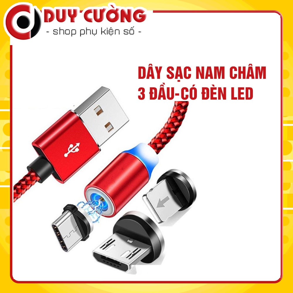 Dây Sạc Nam Châm 3 Đầu-Có đèn LED