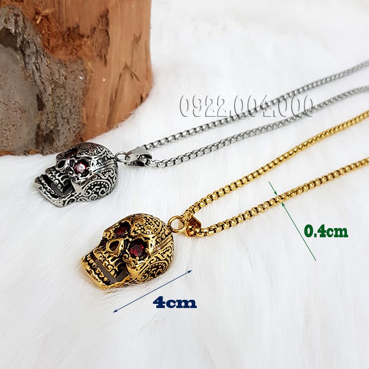 Dây chuyền nam, dây chuyền đầu lâu mắt đỏ.