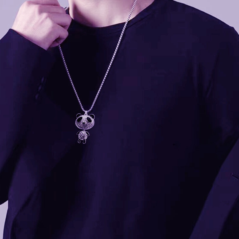 Dây chuyền nam nữ hình gấu trúc đính đá phong cách Hip Hop