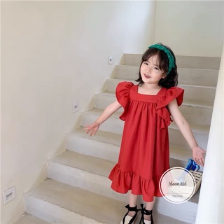 Váy đỏ cổ vuông đuôi cá bé gái