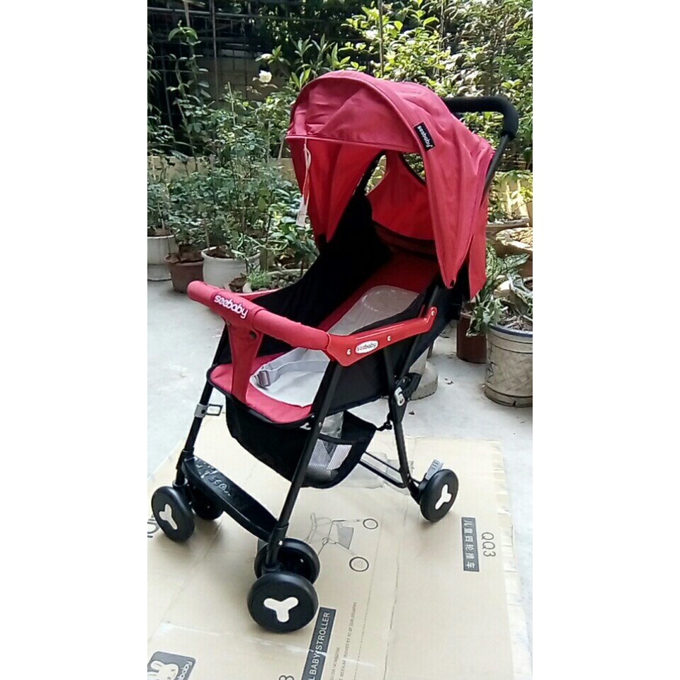 Xe đẩy du lịch siêu nhẹ Seebaby QQ2 (chế độ nằm + ngồi) lưng nằm bằng lưới NHIỀU MÀU