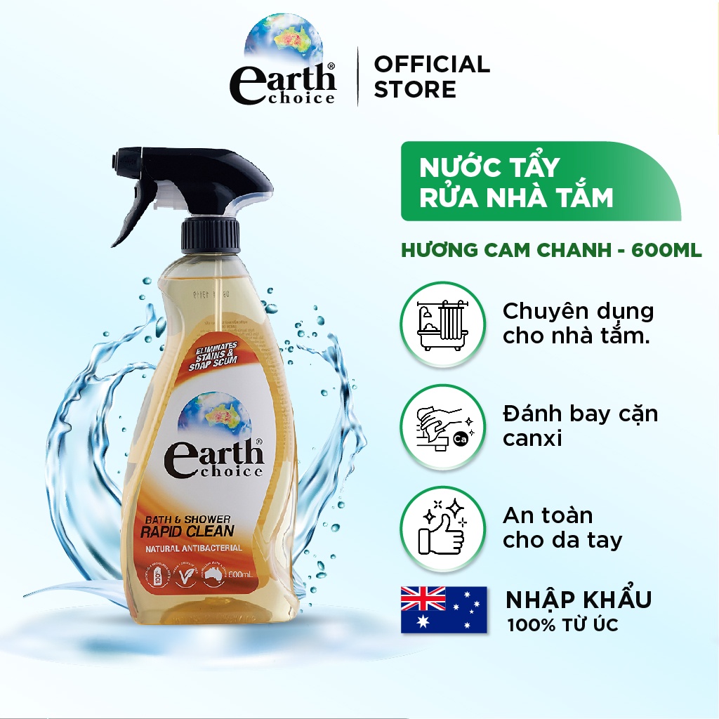 Nước Tẩy Rửa Nhà Tắm EARTH CHOICE Dành Cho Nhà Tắm Làm Sạch Đa Góc Độ