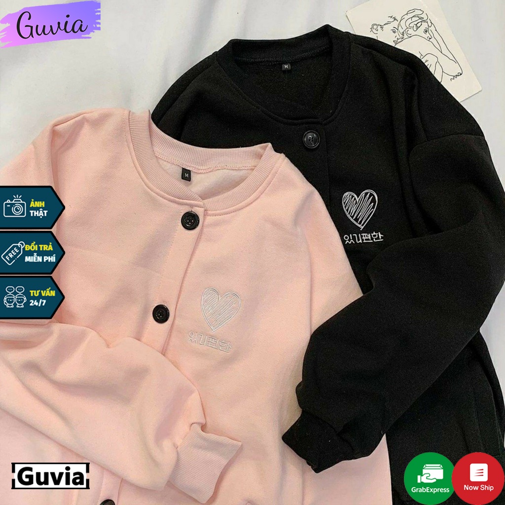 Áo khoác nỉ Cardigan Thêu TYM NÚT form rộng Áo Cardigan nỉ ulzzang Cá Tính Unisex AKN44 Guvia