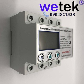 STVP-932 80A Rơ le điện áp 3 pha điện tử hiện số Sinotimer, dân dụng công nghiệp (cao thấp áp, mất pha, đứt trung tính)