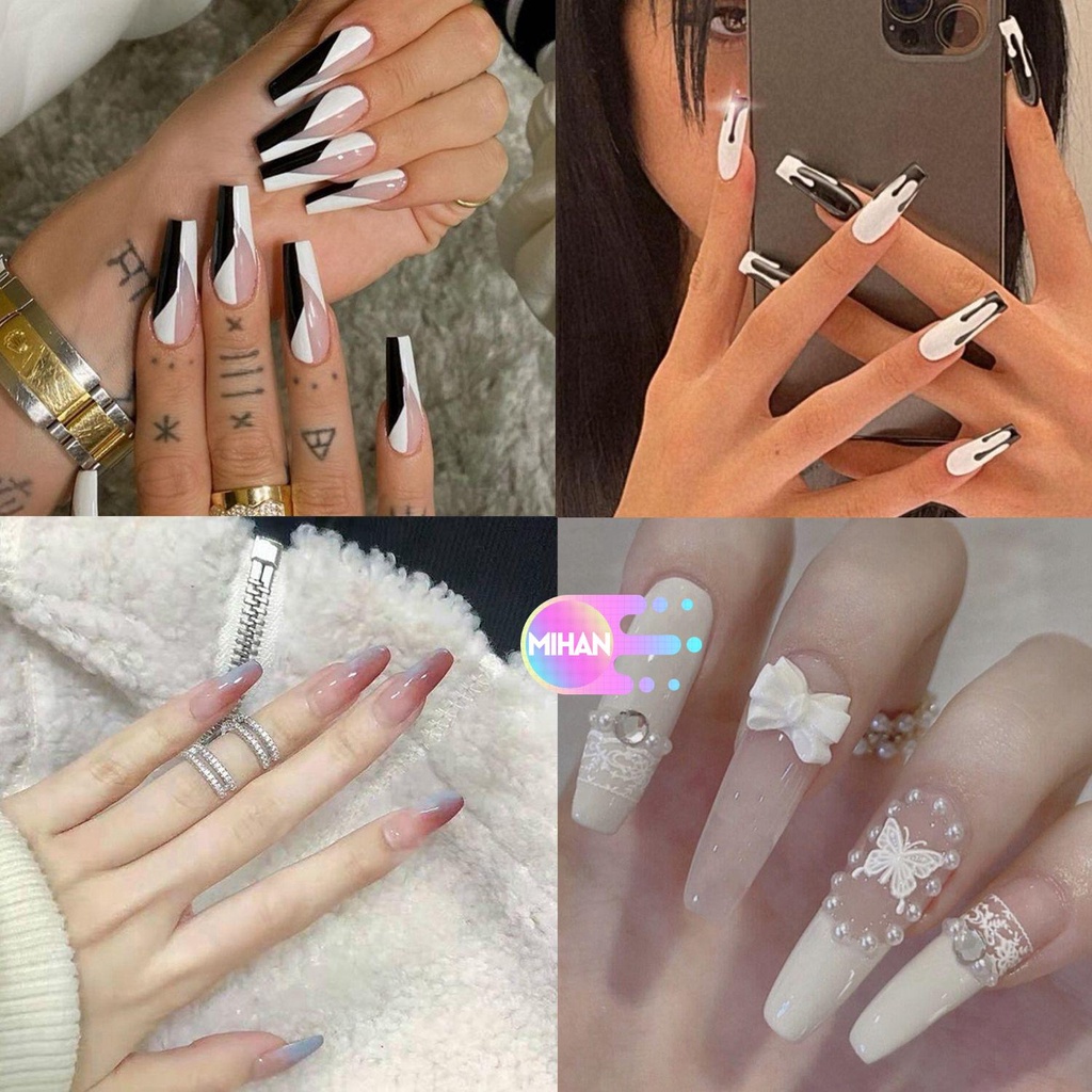 [Hàng mới về] Hộp 24 móng tay giả có thể tháo rời thời trang