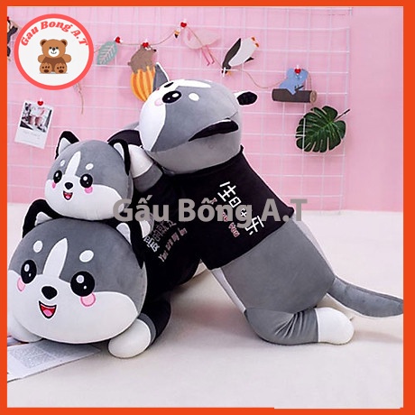 Gấu Bông Mèo Husky siêu to khủng lồ, thú nhồi bông mặt ngáo, gối ôm mèo ngáo size 40m-1m5