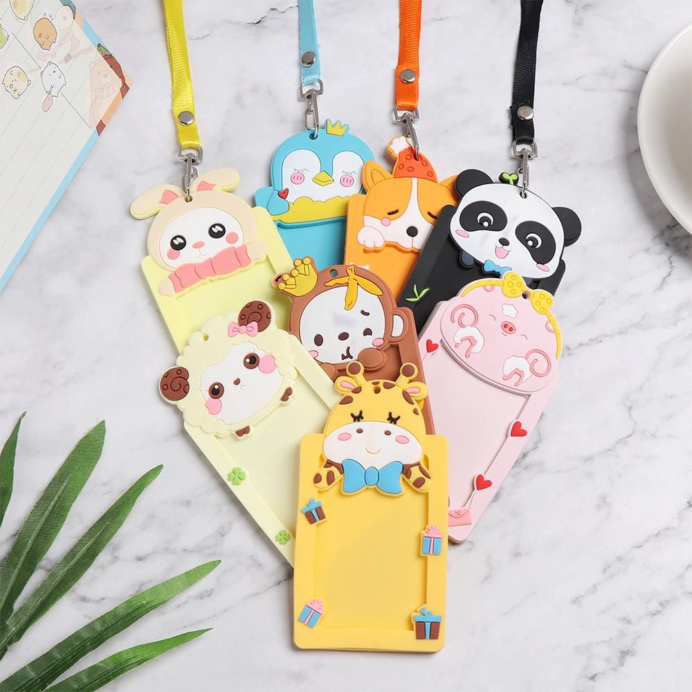 Bao đựng thẻ ID bằng silicon hình động vật dễ thương gắn kèm dây đeo tiện dụng