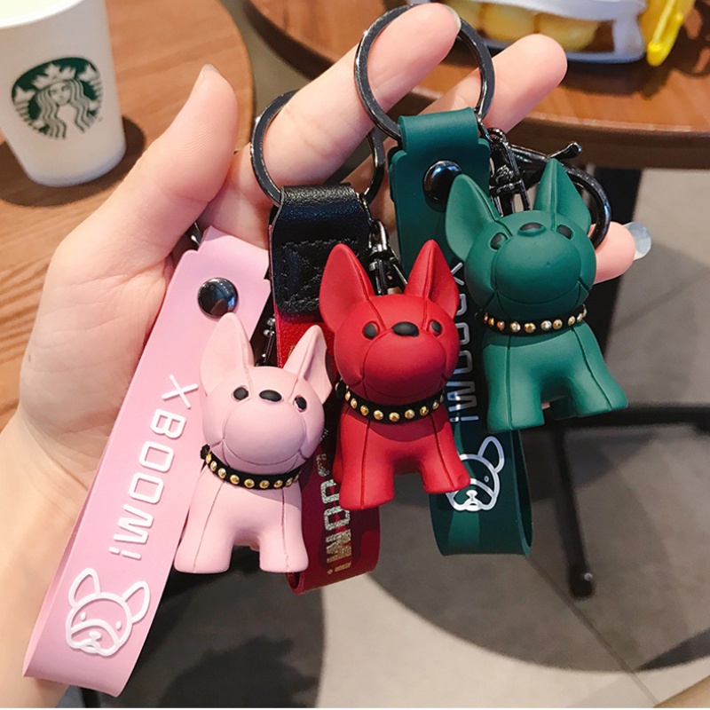 Móc Khóa Da PU Hình Chó Bull Thời Trang Nam Nữ