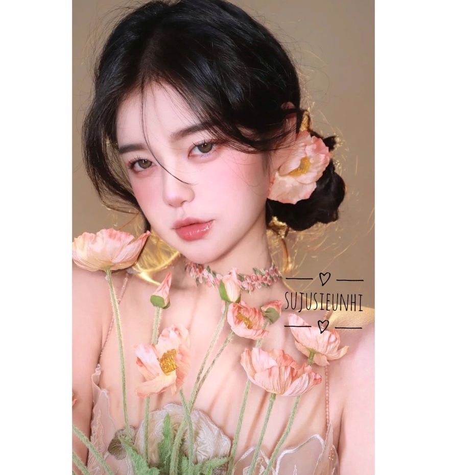 (5 màu) Vòng cổ choker vải thêu họa tiết 3 quả anh đào đơn giản