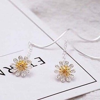 Bông tai bạc ta sóng Hoa Cúc nhỏ