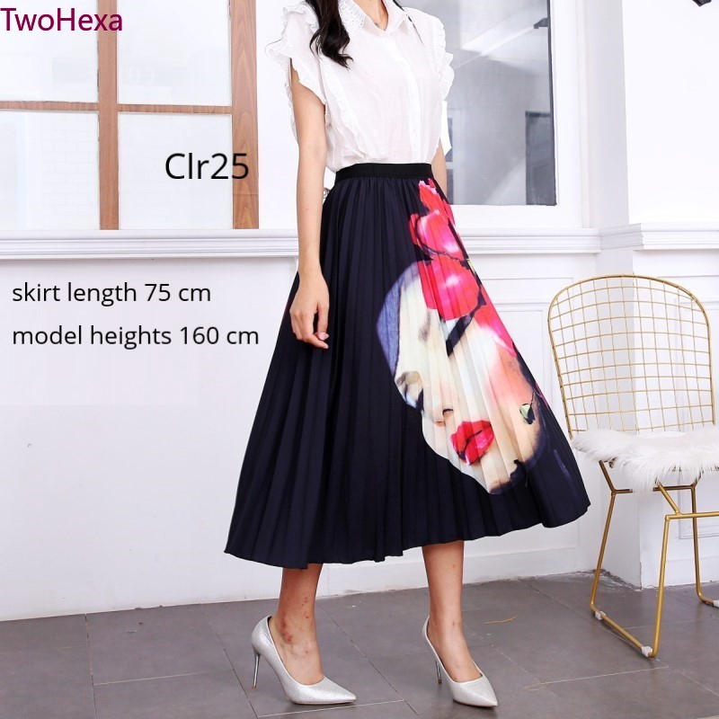 Chân Váy Tutu Dài Xếp Ly Lưng Cao Co Giãn In Họa Tiết Hoạt Hình Phong Cách Hồi Giáo Cho Nữ 2022