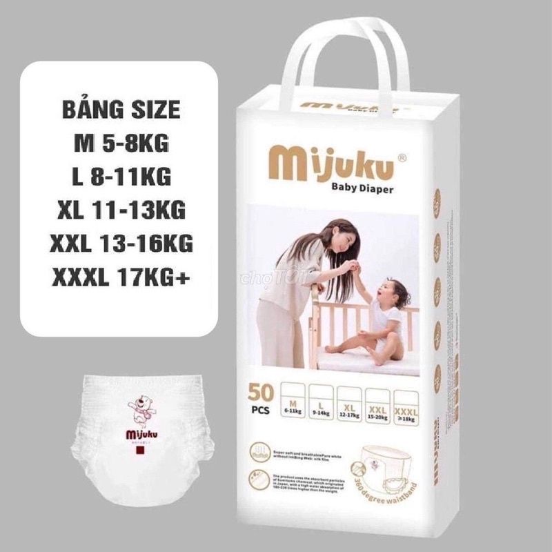 Combo 2 bịch bỉm quần Mijuku M100/L100/XL100/XXL100