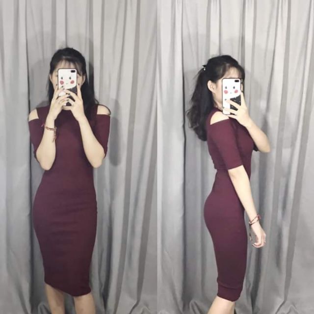Váy body khoét vai tay lỡ