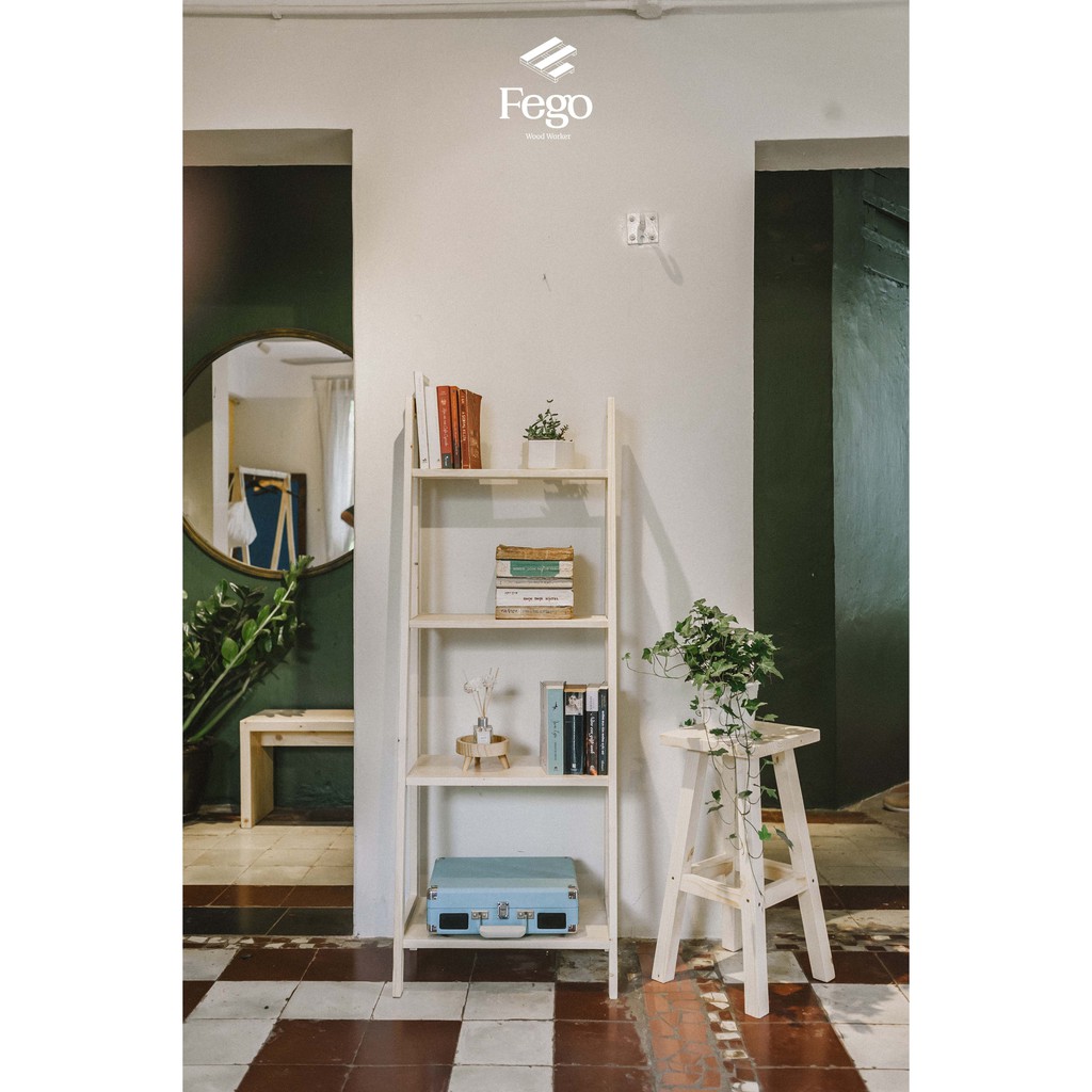 Ghế đôn cao FEGO - Ghế ngồi gỗ mặt vuông 27x27x60cm - Nội thất gỗ thông tự nhiên decor trang trí nhà cửa