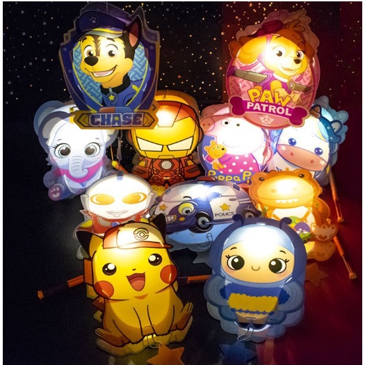 Đèn kiểu hoạt hình nhiều mẫu cho bé có đèn, có nhạc, Đèn lồng hai mảnh