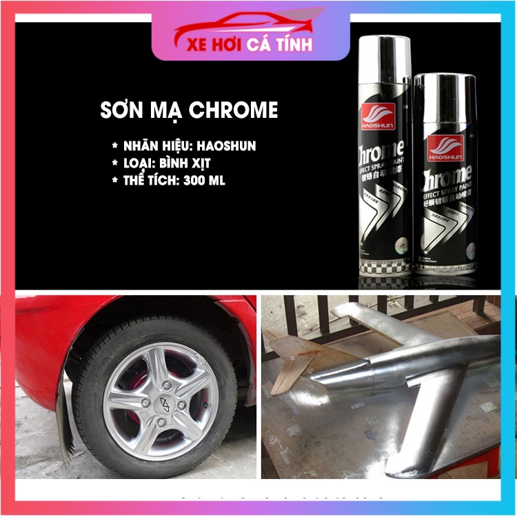 [⚡️FREE SHIP⚡️] Sơn Xịt Cầm Tay, Sơn Xe Ô Tô Haoshun màu đen, chrome bạc, phủ bóng Tiện Lợi