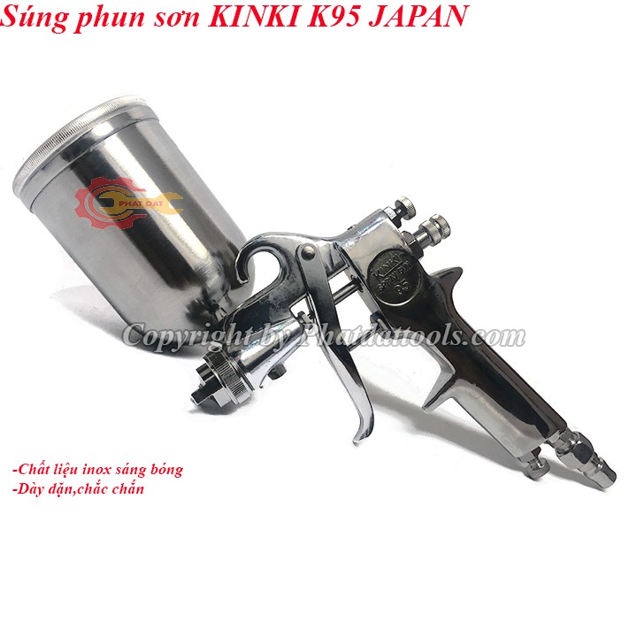 Súng phun sơn KINKI K95 Hàng Cao Cấp Thương Hiệu Nhật Bản Làm Bằng Thép Cao Cấp Chống Gỉ Dung Tích 400ml lỗ phun 1.5mm