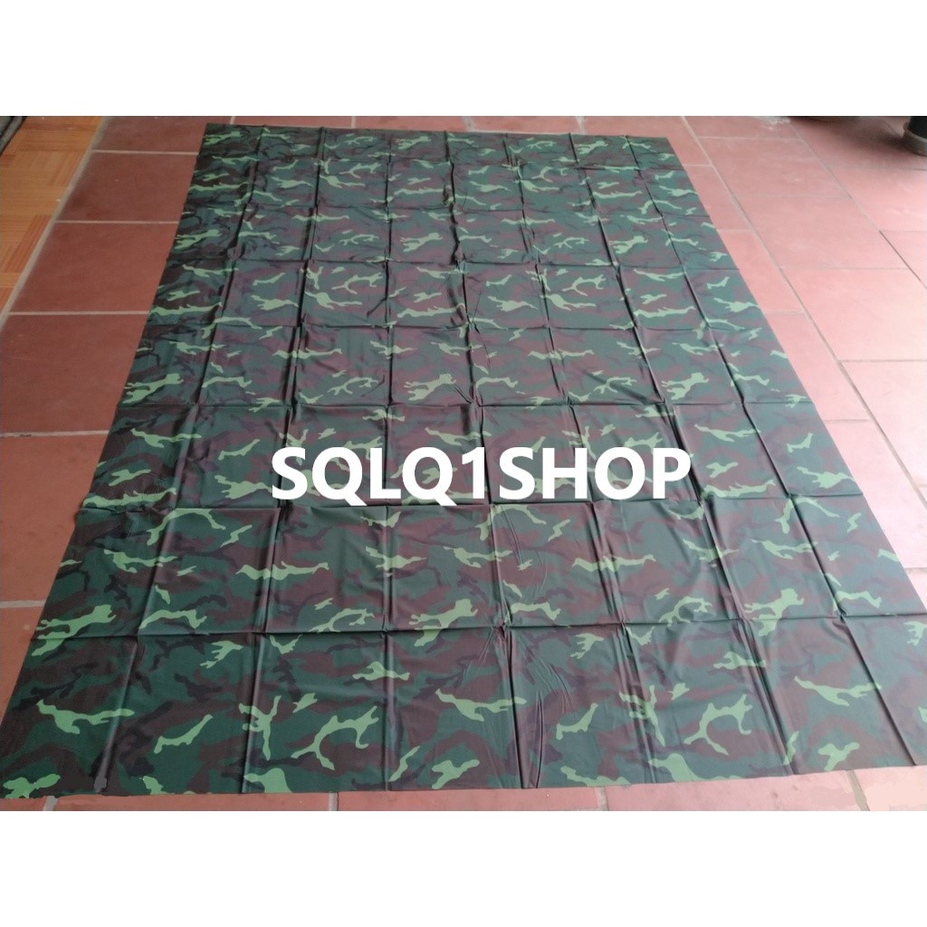 Tấm nylon che mưa rằn ri, miếng bạt trải lót lều camping, hành quân dã ngoại 1.6x2.15m