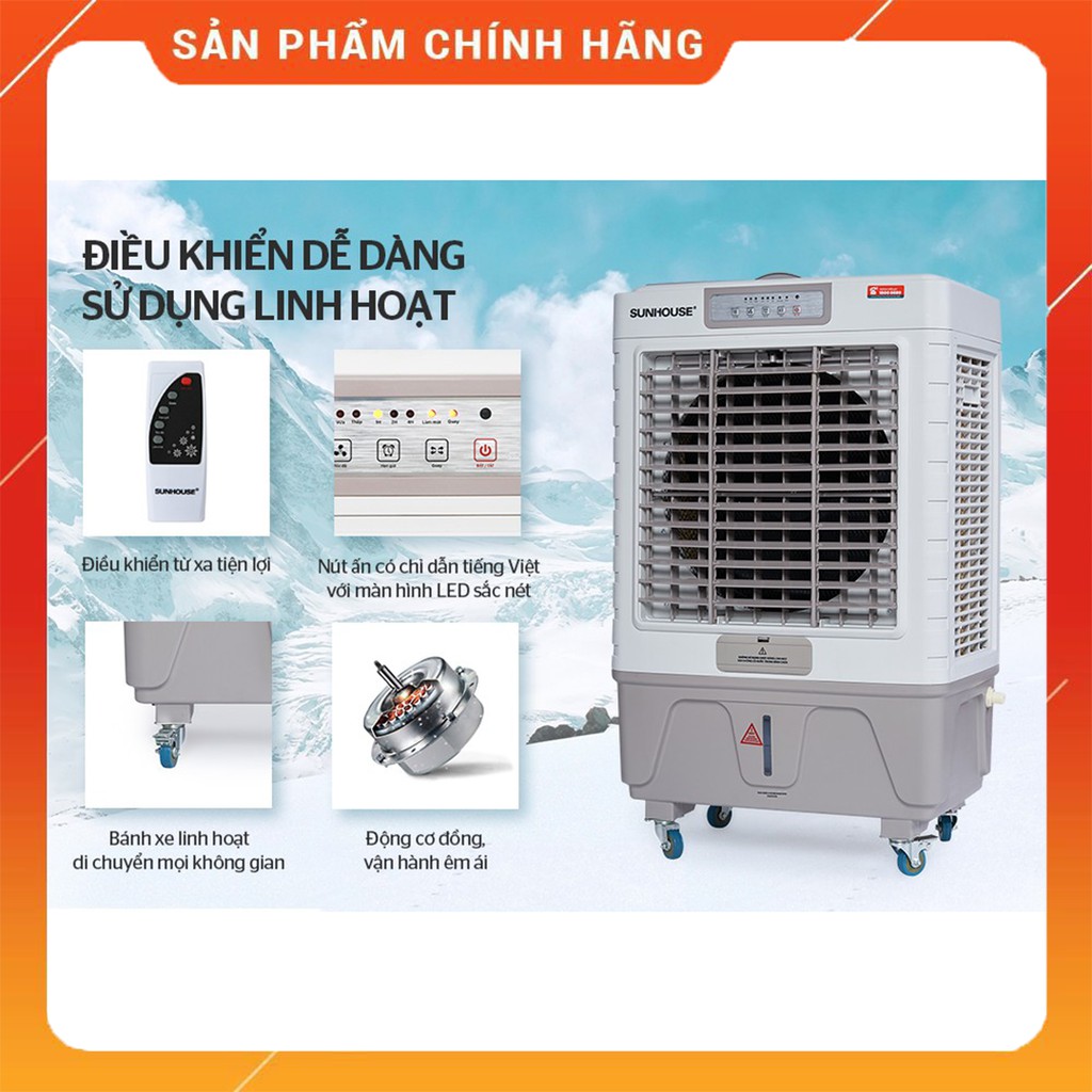 Quạt Điều Hòa, Máy Làm Mát Không Khí SUNHOUSE SHD7746, Thiết Kế Trang Nhã, Luồng Gió Cực Mạnh