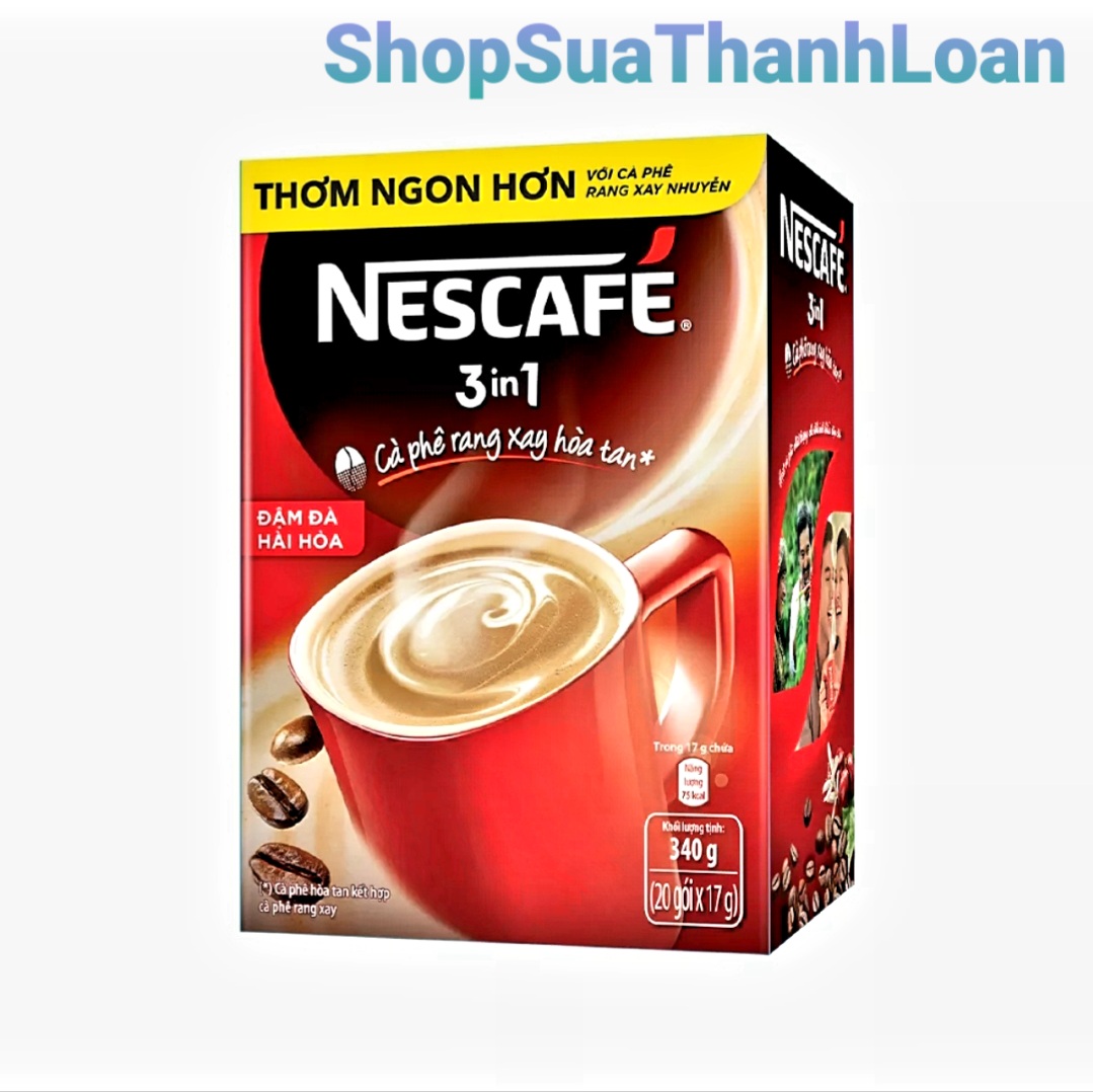 NESCAFÉ 3 in 1 Cà Phê Rang Xay Hòa Tan Đậm Đà Hài Hòa (20 gói x 17g)