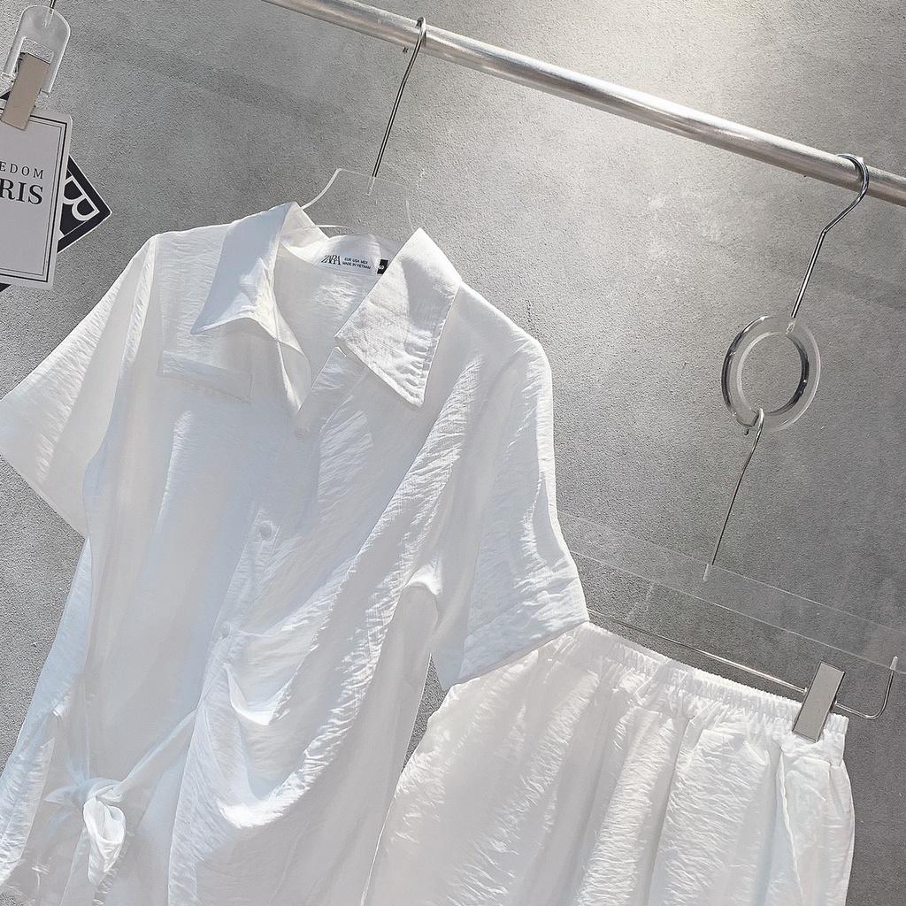 Sét 3 món đi biển đi tiệc màu trắng đũi ren lưới áo có bra cúp ngực size S M