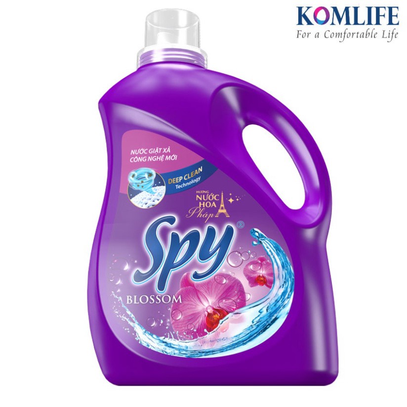 Nước giặt xả cửa trước thơm lâu SPY Deep Clean Plus Blossom Nước giặt túi 1,6L Hương nước hoa Pháp Diệt khuẩn Khử mùi