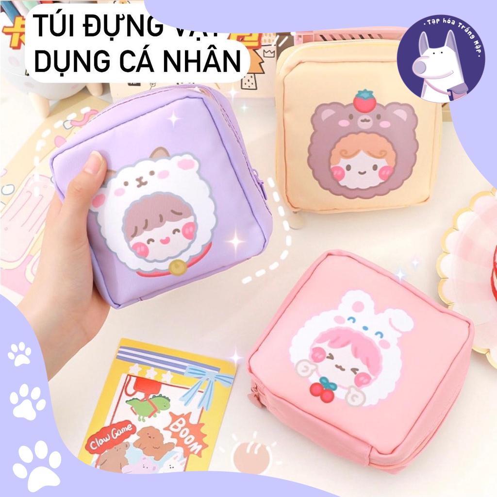 Túi tiện dụng đựng vật dụng cá nhân có khóa kéo l Trắng Mập Stationery