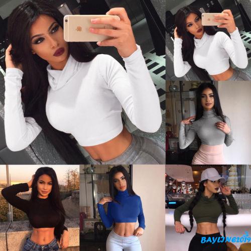 Áo Thun Dài Tay Cổ Lọ Thời Trang Cho Nữ