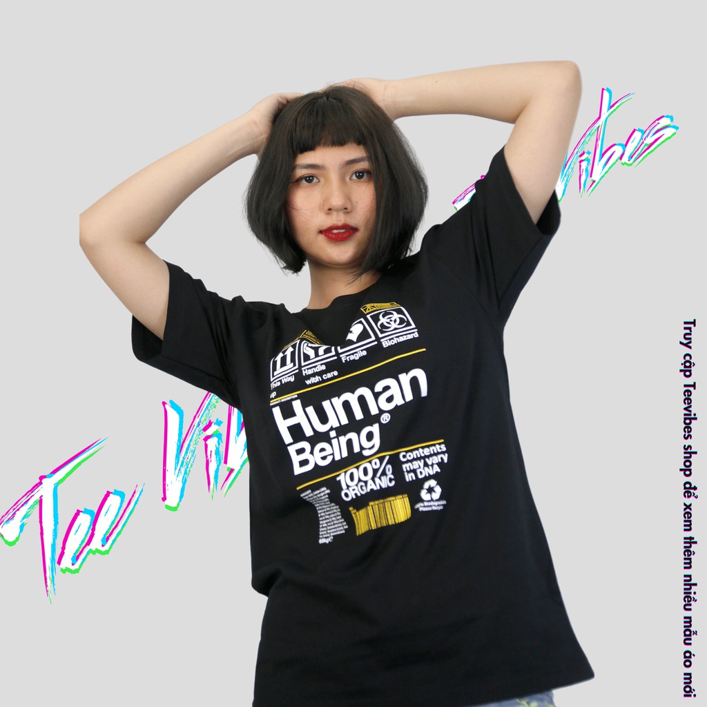 Áo thun tay lỡ TEEVIBES dáng Unisex phong cách in hình Human Being TV004 | BigBuy360 - bigbuy360.vn