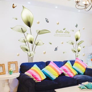 decal dán tường hoa xanh