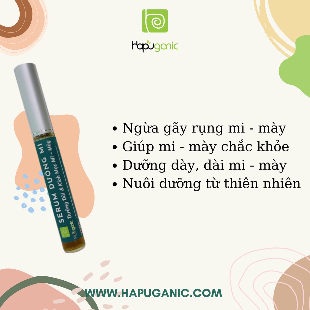 Serum dưỡng mi - mày Hapu Organic - Giúp mi chắc khỏe cong dài tự nhiên - Kích thích mọc mi nhanh dài