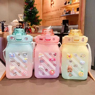 Bình nước cầu vồng có vạch chia nhắc nhở uống nước dung tích 1L/1,5L