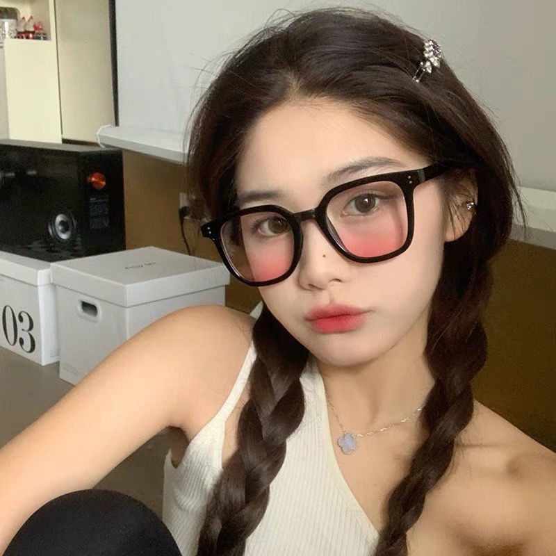 Mắt kính nữ gọng vuông ánh hồng thời trang siêu hot, kính mát má hồng màu đen thanh lịch cho nữ 2022