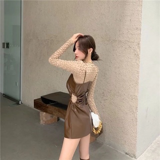 Set yếm váy 2s da khoét eo