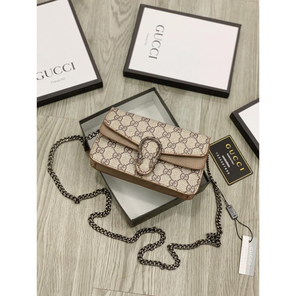 [ẢNH TỰ CHỤP-Nhập mã LUXUVIP1 giảm 10k] - Túi Đeo Chéo Nữ Gucci Hoạ Tiết Đầu Rồng, Ruột Lót Lông, Full Box