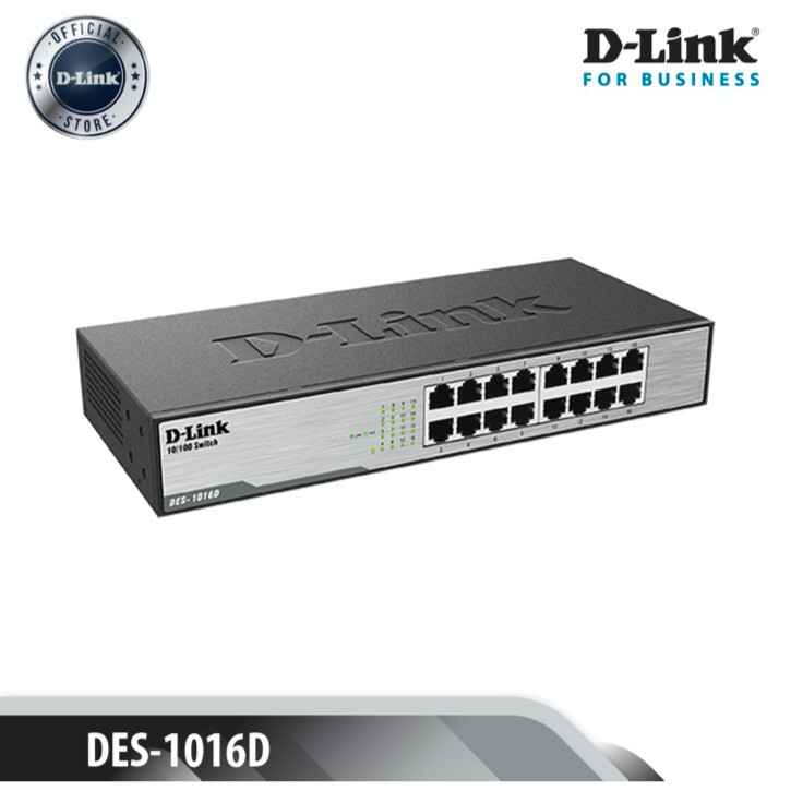 D-Link Bộ chia tín hiệu 16 cổng RJ45 10/100 Mbps Công suất cao - Thiết bị chuyển mạch D-LINK DES-1016D