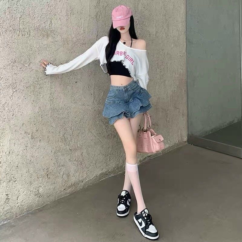 Set áo len dài tay gồm áo khoác mỏng GIRL mix áo 2 dây chất len dệt kim QC