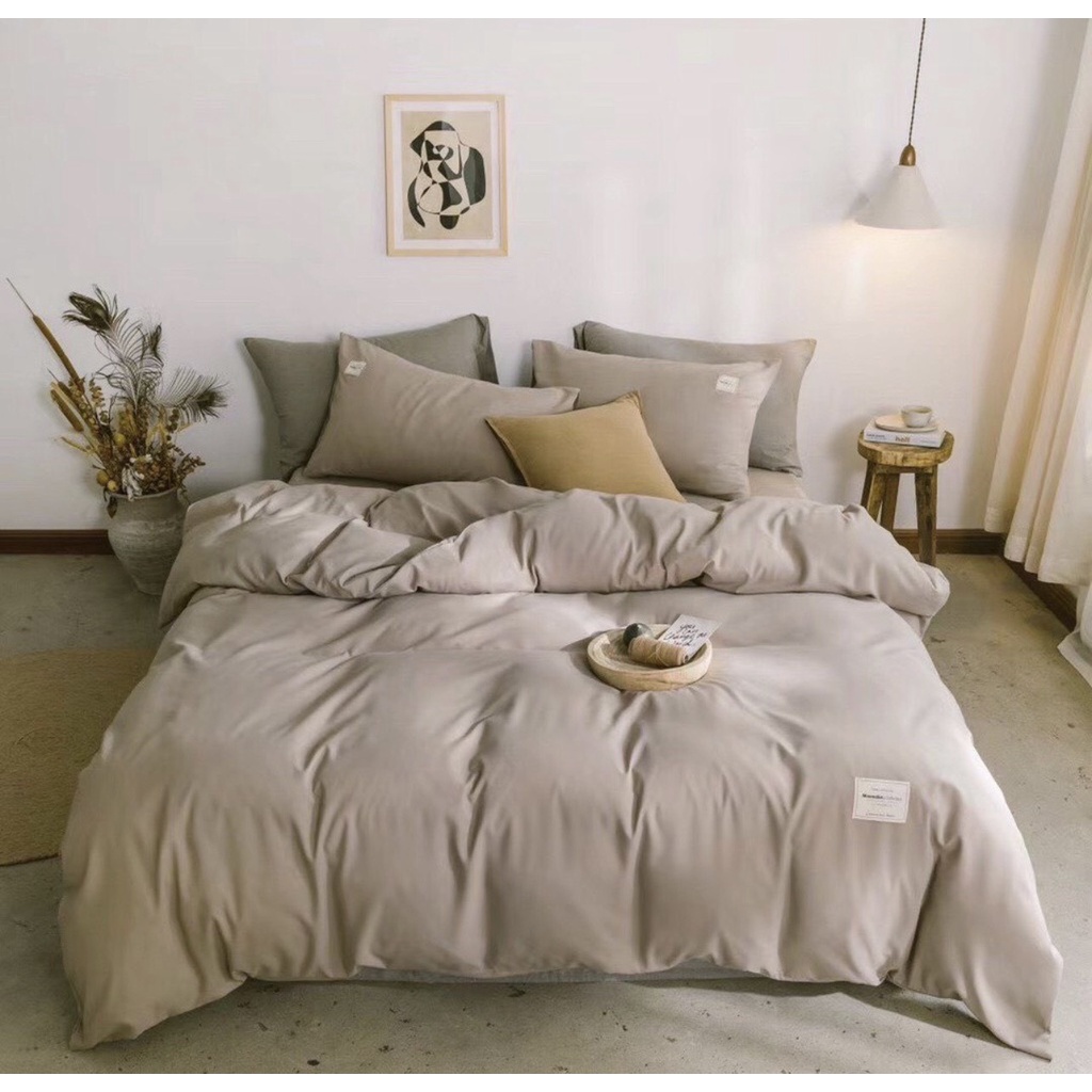 Bộ chăn ga gối cotton tici trơn K'home set 4 món cotton hoạt tính trơn nhiều màu lựa chọn | BigBuy360 - bigbuy360.vn