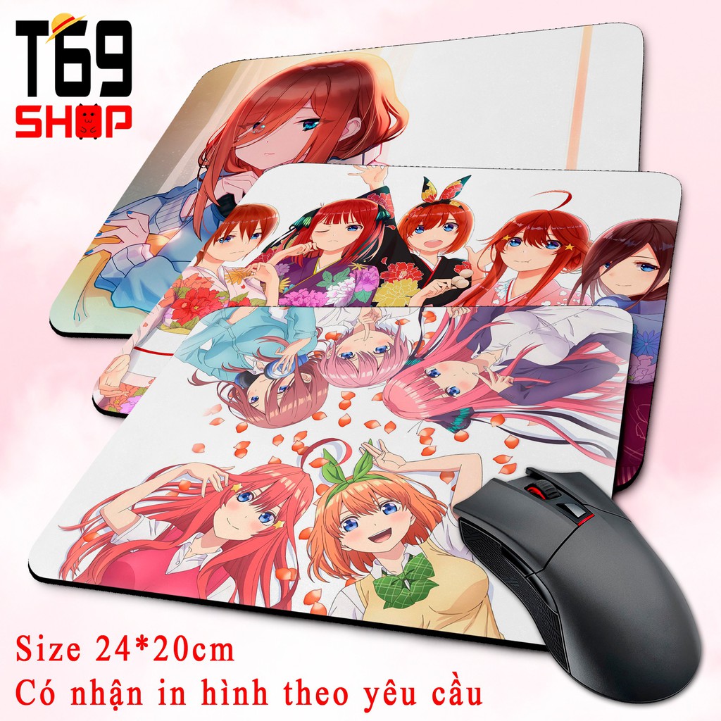 [Có nhiều mẫu] Lót chuột anime Gotoubun no Hanayome - Size 24x20cm