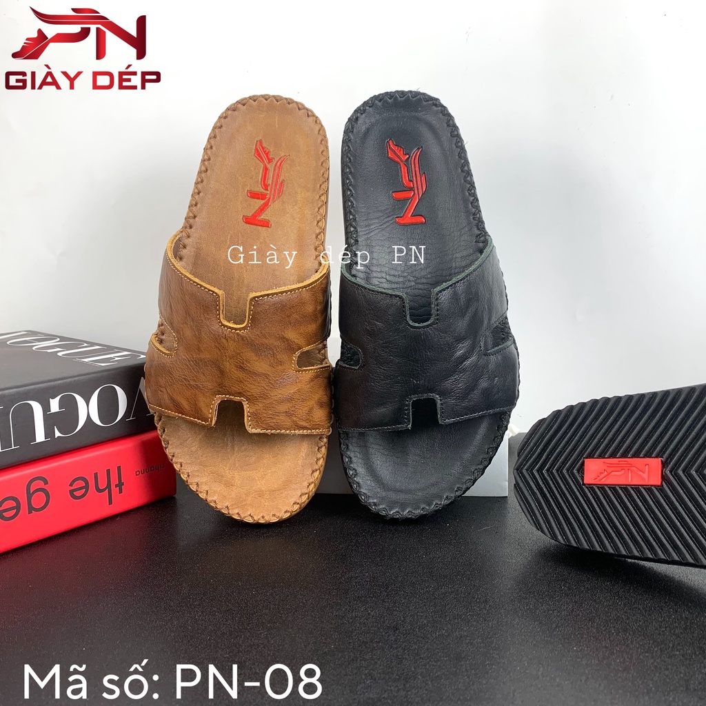 Dép nam  quai ngang - quai chữ H da bò cao cấp