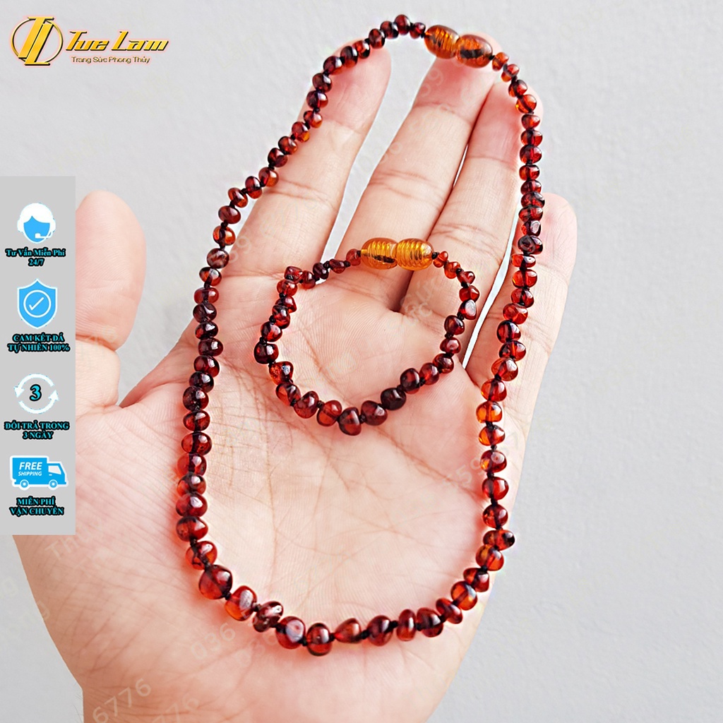 Vòng tay chuỗi hạt màu đỏ huyết cho bé bình an, vòng cổ vòng tay amber cho bé - Tuệ Lâm