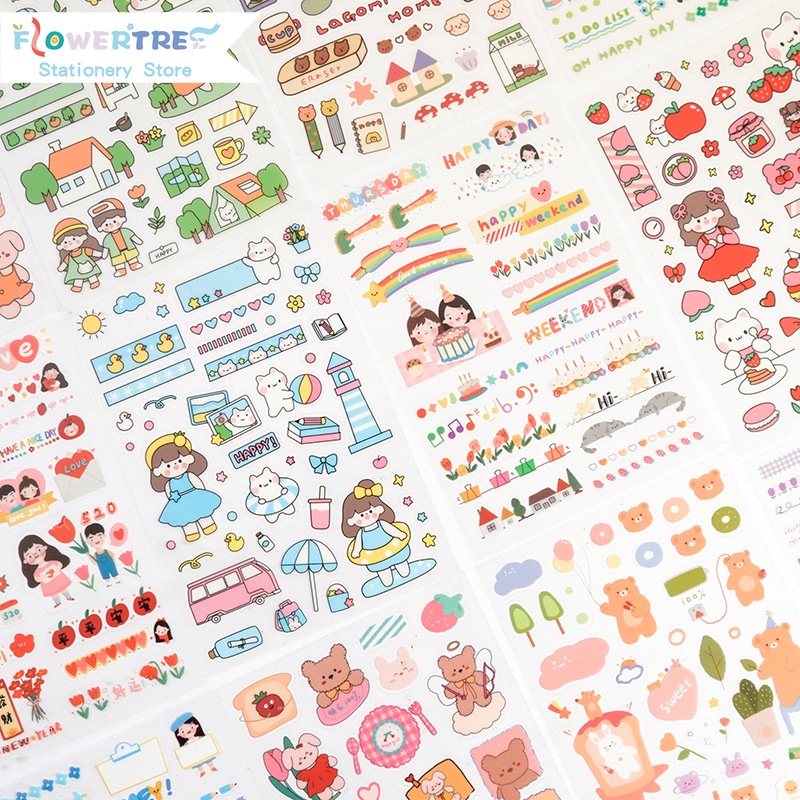 Bộ 6 Sticker Dán Trang Trí Sổ Tay Hình Dễ Thương