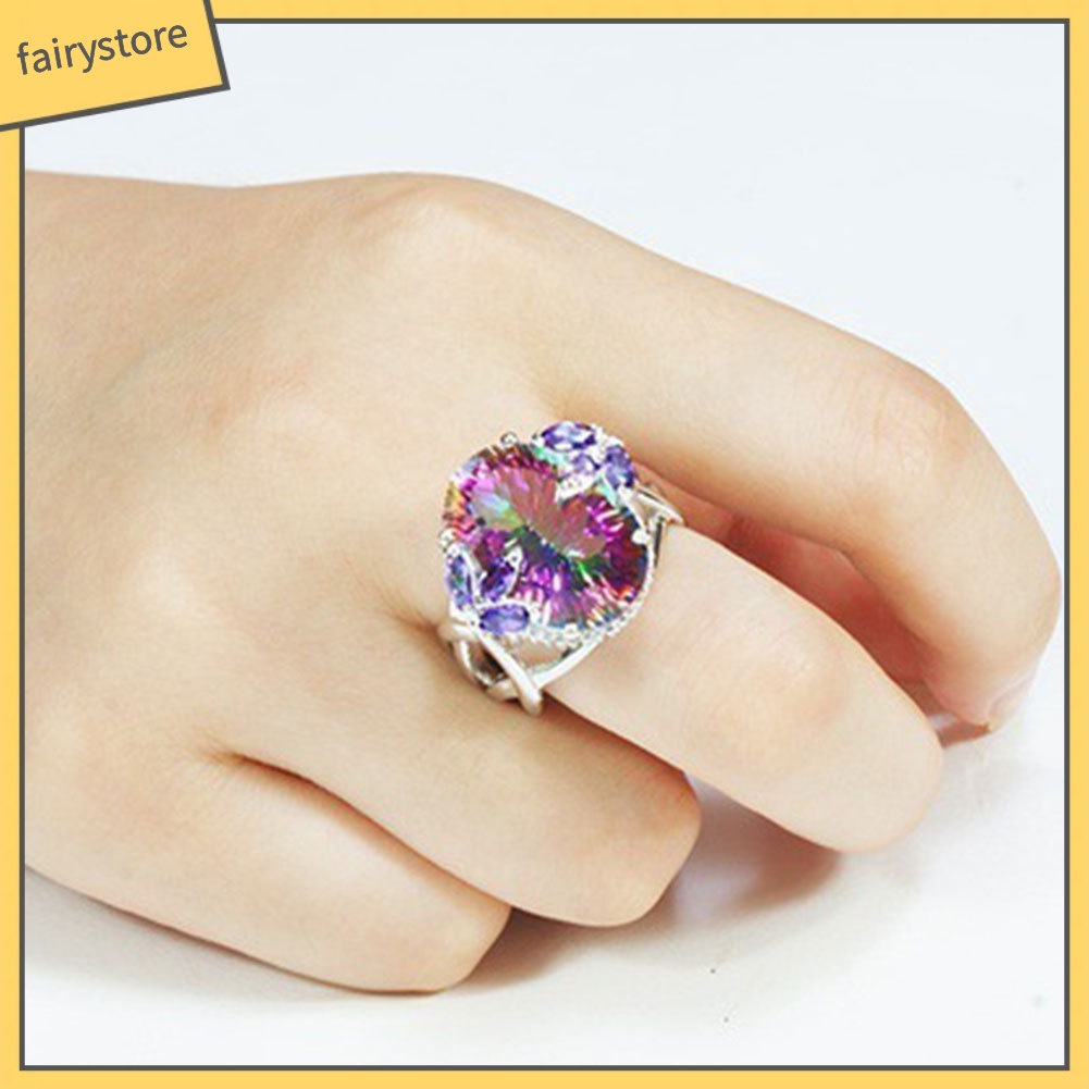Nhẫn ĐíNh Đá MàU CầU VồNg Sang TrọNg Cho Nữ