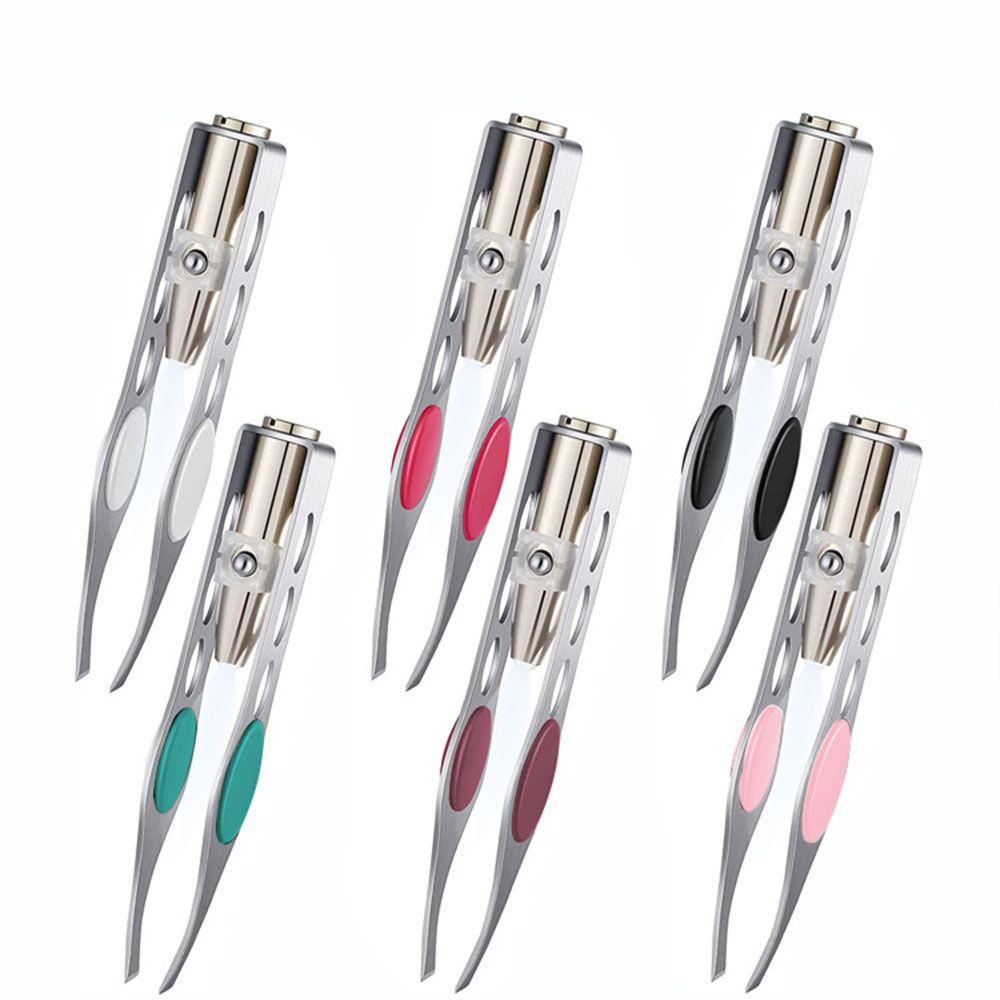 QQMALL 1 Nhíp Nhổ Lông Mày Bằng Thép Không Gỉ Có Đèn LED